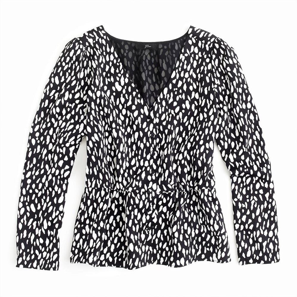 J.Crew Printed Satin-Crepe Peplum Top Size 6